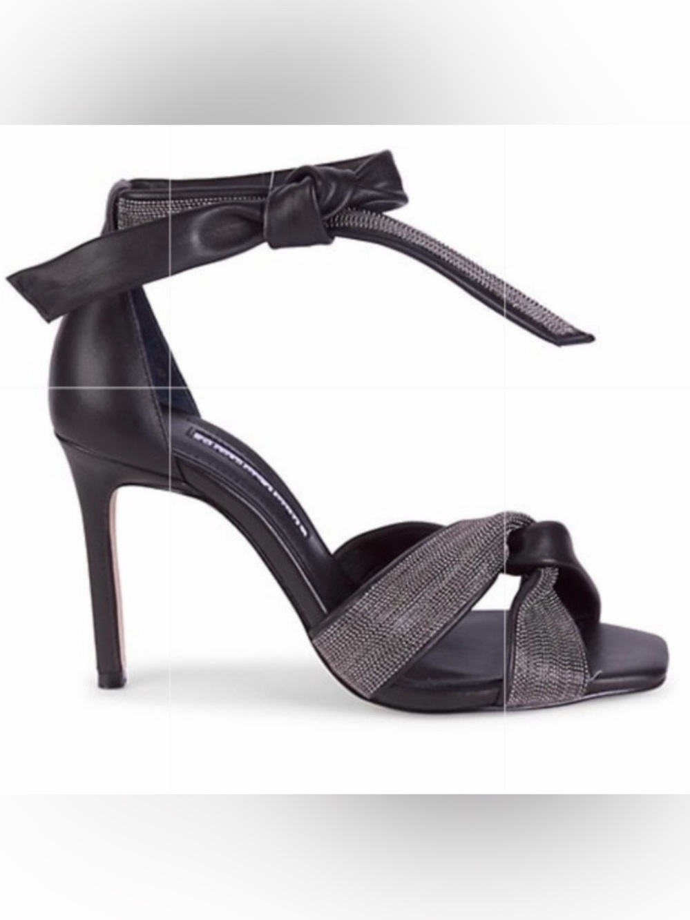 Charles David Espionage Black Ankle-Tie High Heels with Sparkle Straps. Size 7